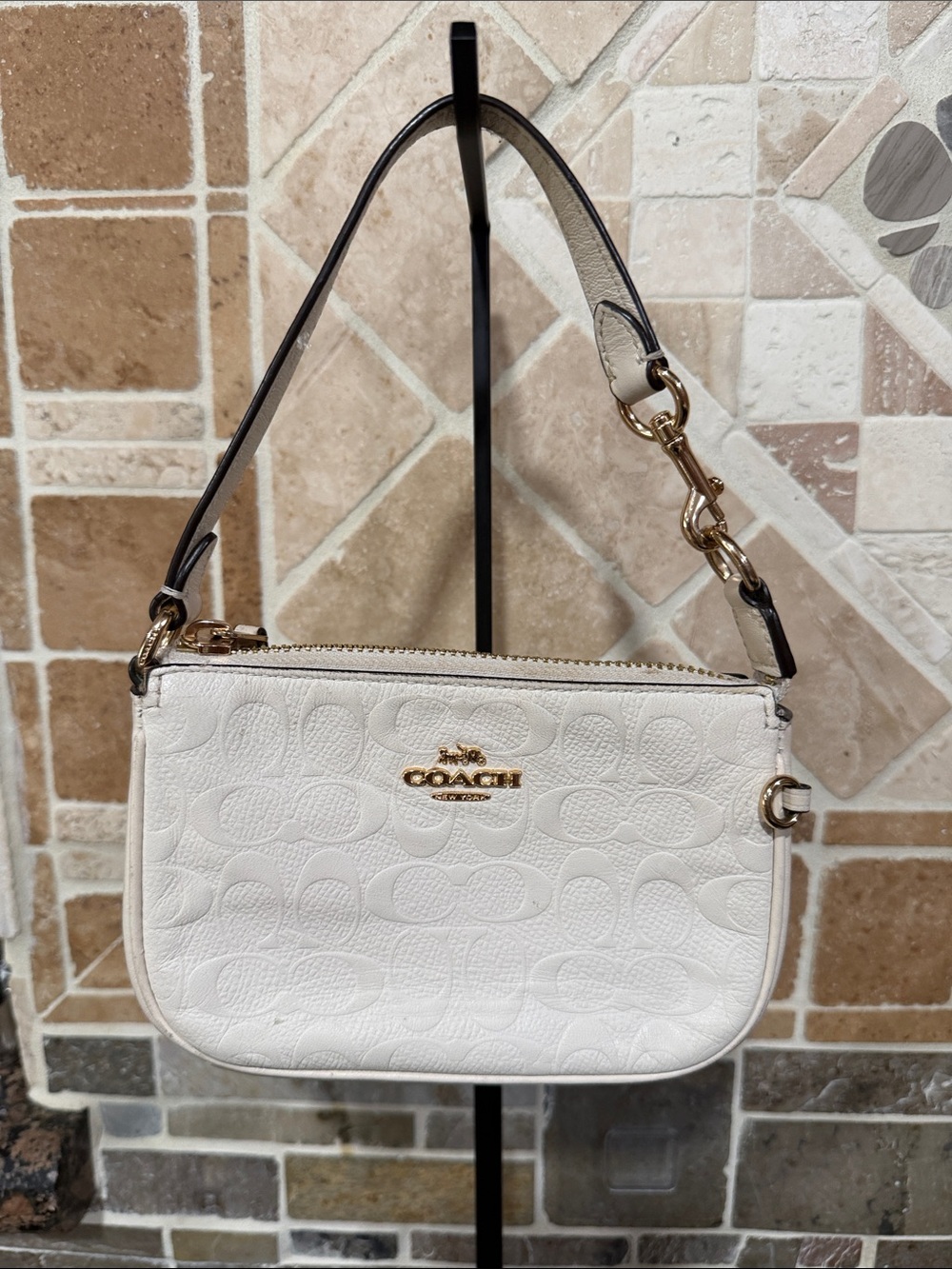 Coach Nolita 15 white with gold hardware mini bag